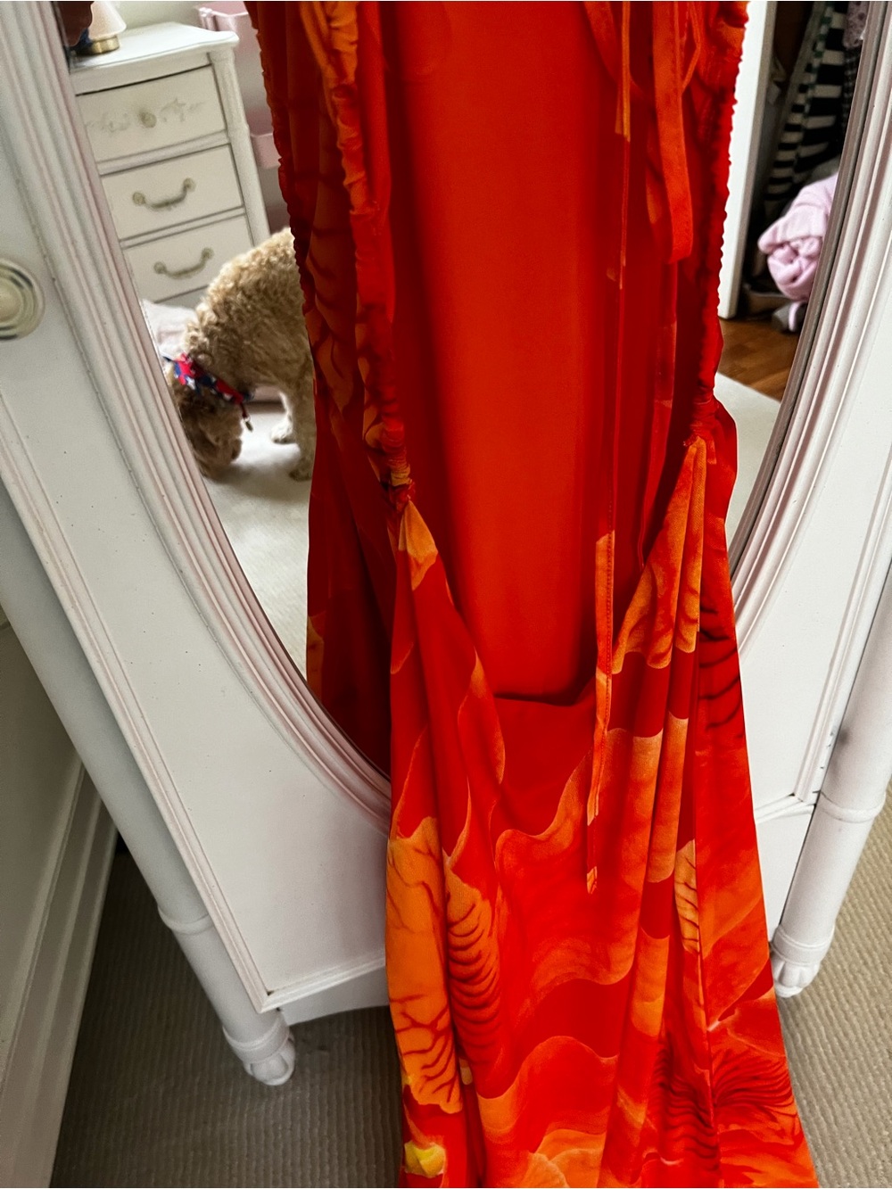 NWT Peppermayo Palawan Mesh Maxi Dress - Orange Floral size 6 - Picture 6 of 8